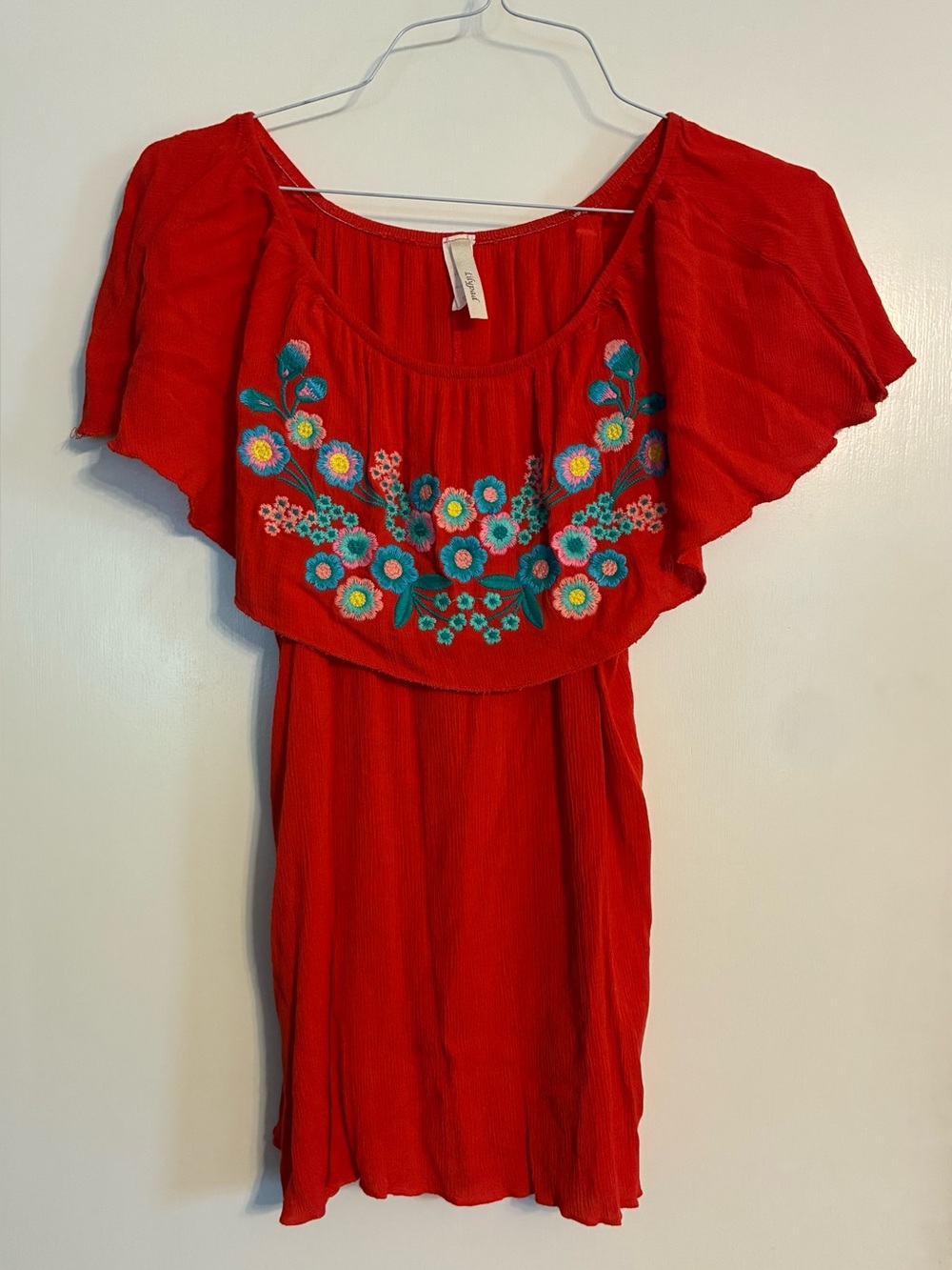 Embroidered off the shoulder top
